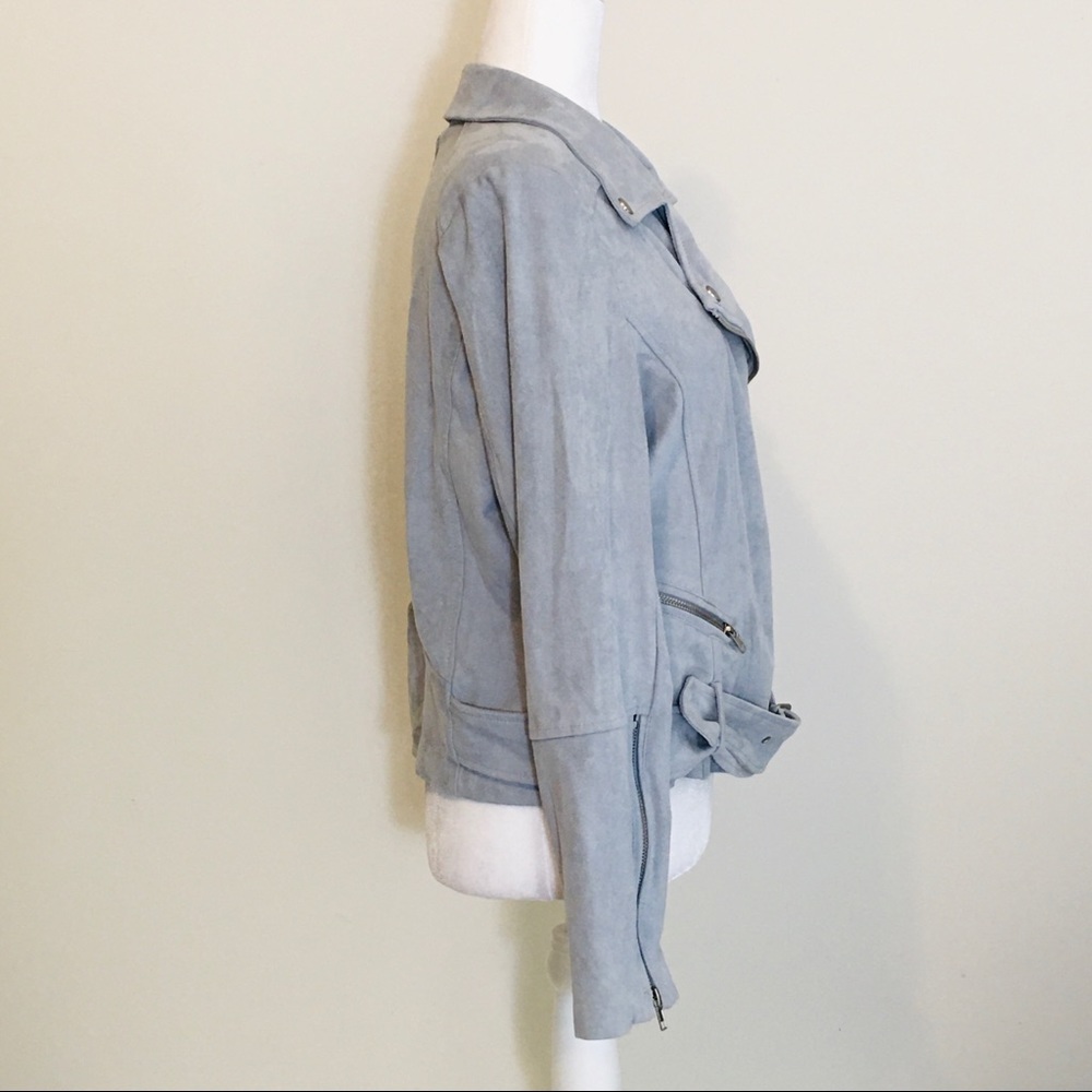 Lysse Womens Cory Faux Suede Moto Jacket Light Blue Asymmetric Zip size Medium - Picture 11 of 15